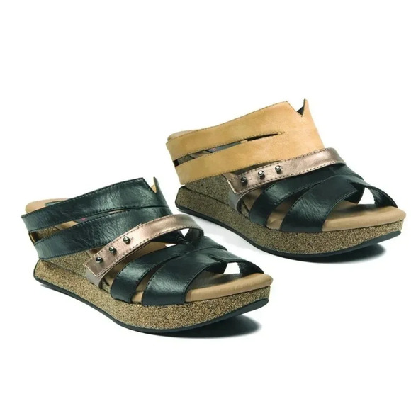 NEW Modzori Myra Mid Wedge Reversible Multi Wear Slip On Sandals Size 10 - Picture 2 of 11